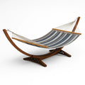 Amaca con Supporto in Legno e Tessuto a Righe Blu e Grigie