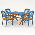 Set Tavolo e 4 Sedie in Legno Blu e Marrone per Esterni