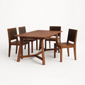 Set da Pranzo in Legno con 4 Sedie Decorate