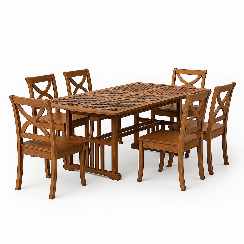 Set tavolo e sedie in legno massello 6 posti