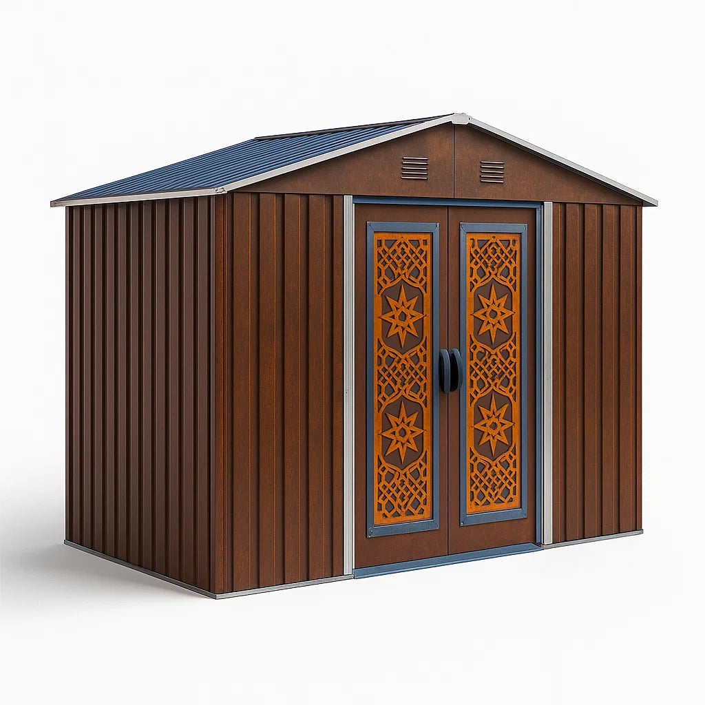 Capanno da Giardino in Metallo con Porte Intarsiate 200x150x180 cm