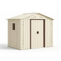 Capanno da Giardino in Lamiera Zincata Beige con Doppia Porta Scorrevole