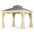 Gazebo in Alluminio Beige con Tetto in Policarbonato