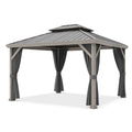 Gazebo da Giardino in Metallo e Tessuto Grigio 300x300 cm