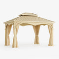 Gazebo in Alluminio con Tende Beige