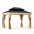 Gazebo in Legno e Metallo con Tende in Poliestere