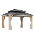 Gazebo in alluminio con tetto in acciaio e tende in poliestere