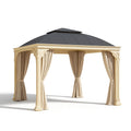 Gazebo da Giardino in Alluminio con Tetto in Acciaio e Tende in Tessuto