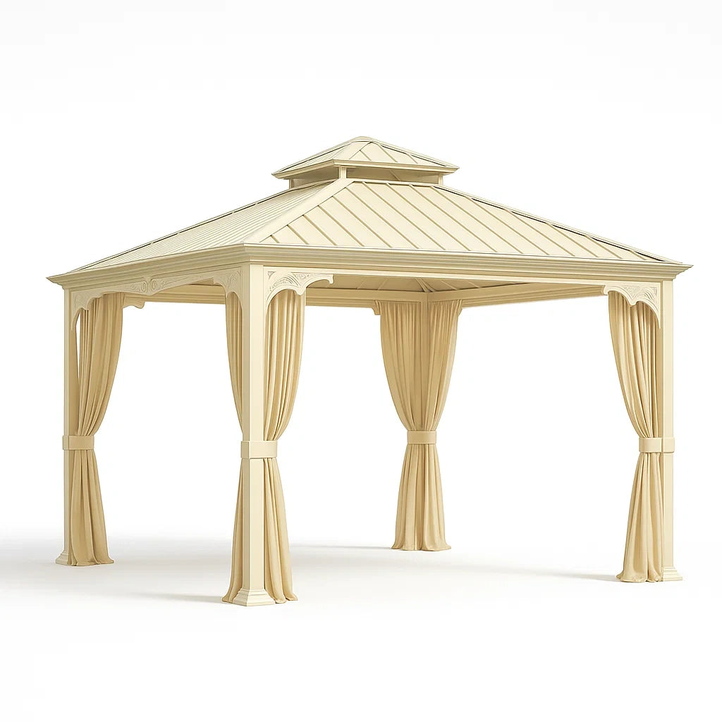 Gazebo da Giardino con Struttura in Metallo e Tenda in Tessuto 3x4m Beige
