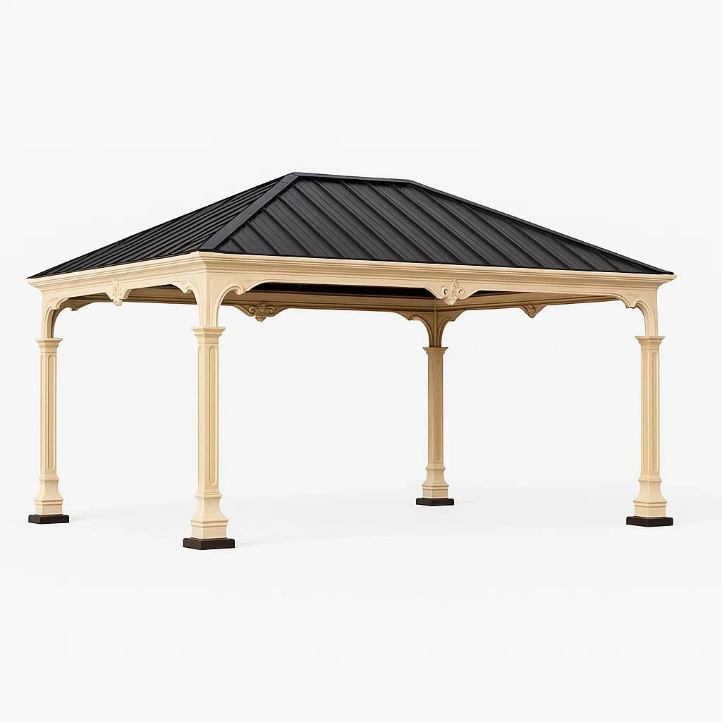 Gazebo da Giardino in Metallo 300x400 cm Beige Nero