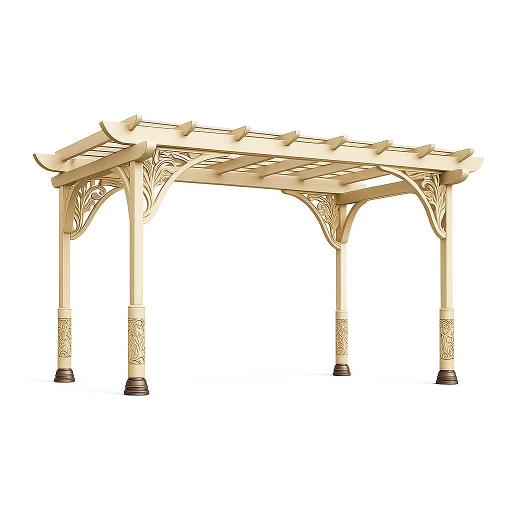 Pergola da giardino in alluminio con decorazioni 400x300x250 cm Beige