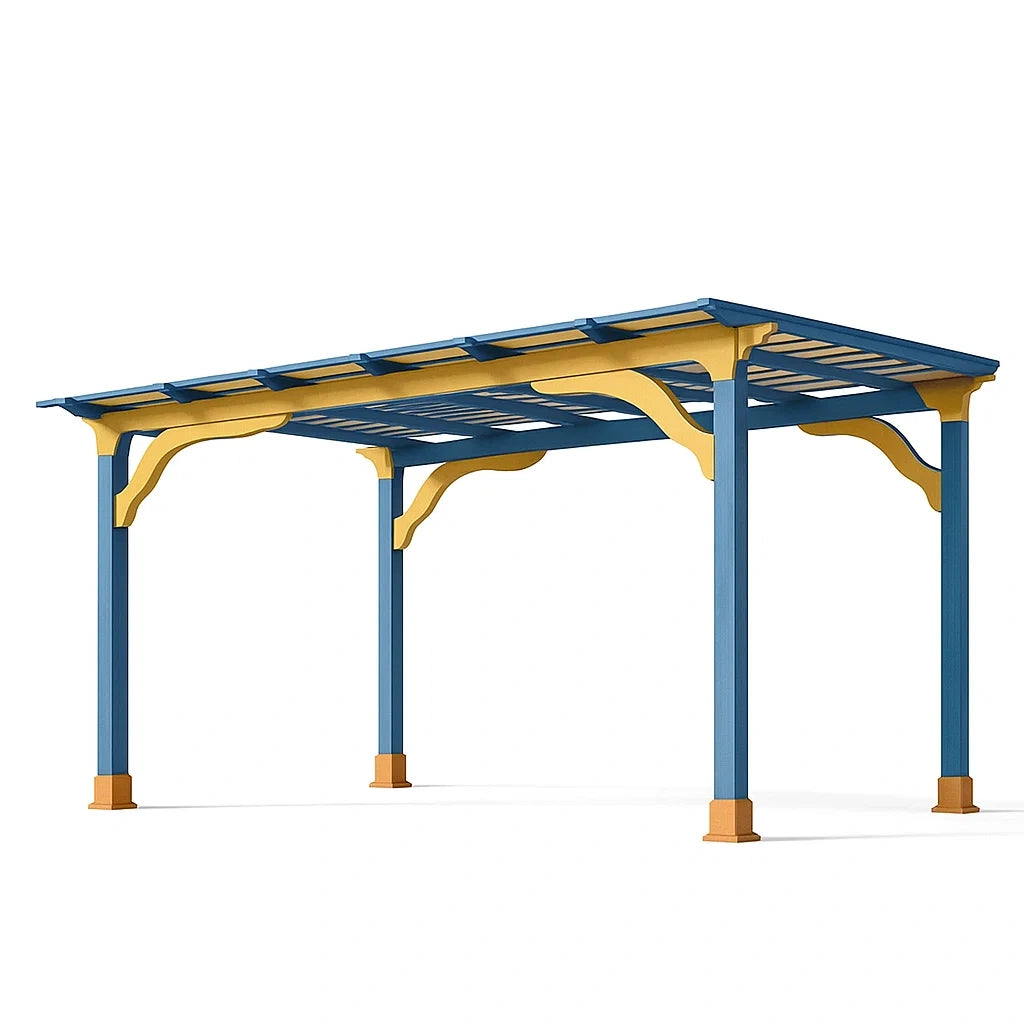 Pergola da Esterno in Acciaio Blu e Giallo 300x400 cm