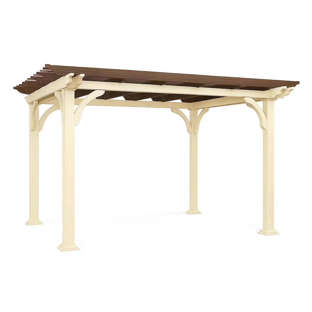 Pergolato da Giardino in Acciaio e Legno con Tetto Marrone 300x250 cm