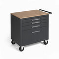 Carrello da Cucina in Metallo e Legno con 4 Cassetti Grigio Scuro