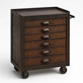 Cassettiera in Metallo e MDF Marrone con Ruote e 6 Cassetti