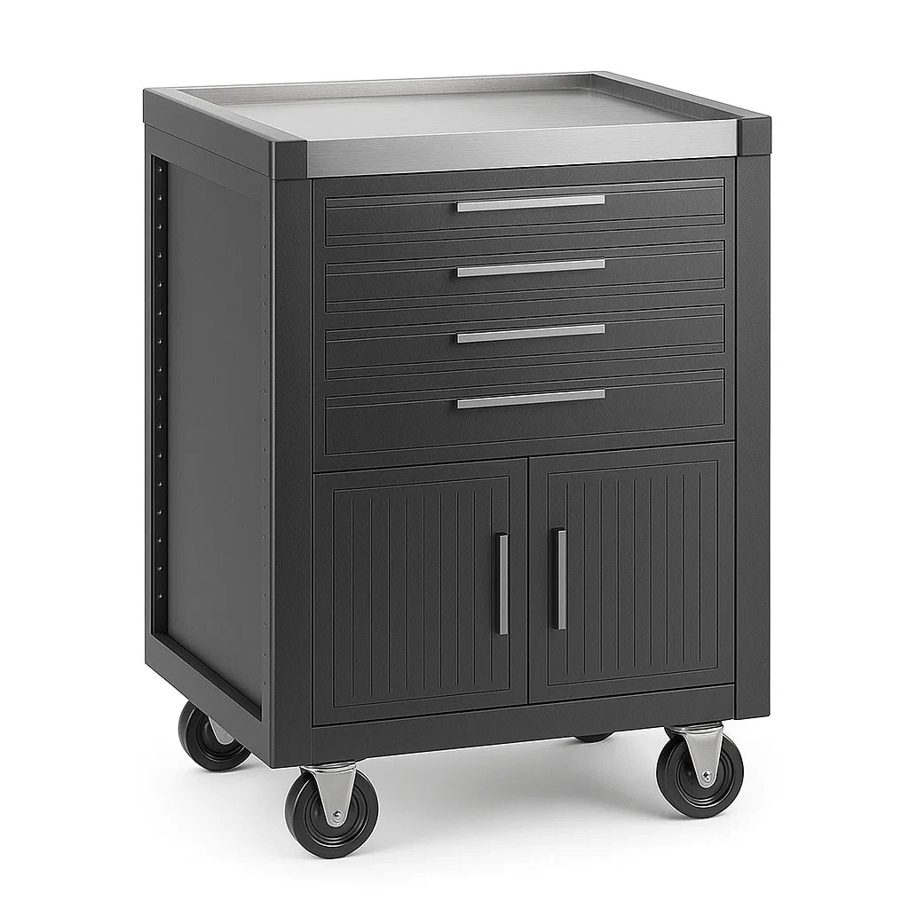 Carrello in Metallo con Cassetti e Ante su Ruote