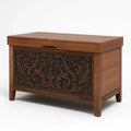 Cassapanca in Legno Intagliato Marrone 80x40x50 cm