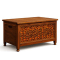 Cassapanca in Legno di Teak Intagliato 80cm x 40cm x 45cm