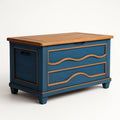 Cassapanca in Legno con Cassetti Ondulati Blu