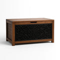 Cassapanca in Legno Massello con Pannello Decorativo Nero