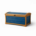 Baule in legno e plastica blu con motivo ondulato