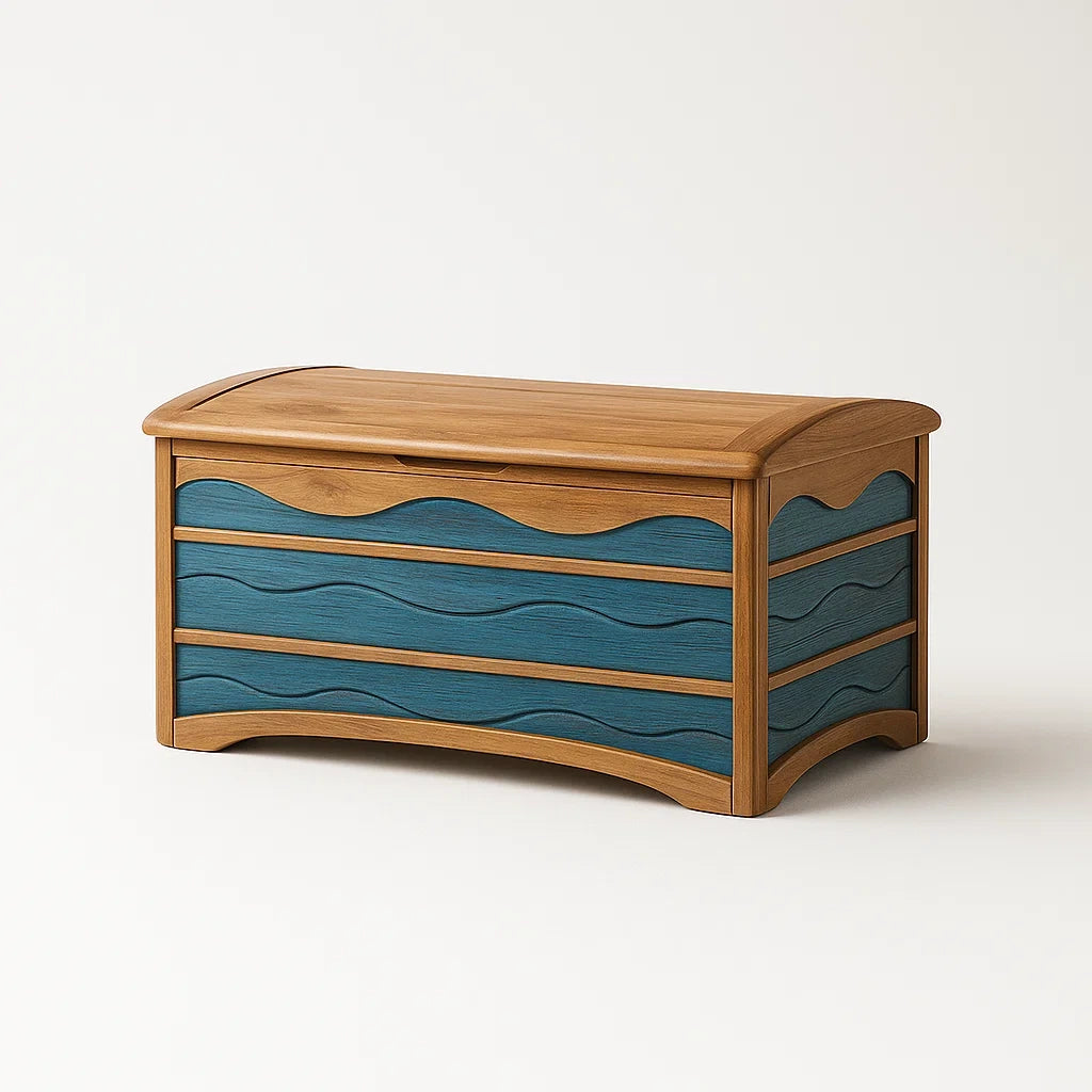 Cassapanca in Legno e MDF Blu, 90x45x50 cm