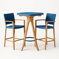 Set tavolo e sedie da bar in legno e rattan sintetico Blu
