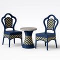 Set da esterno in rattan con tavolo e sedie Blu/Giallo