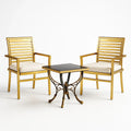 Set Tavolo in Metallo con 2 Sedie in Alluminio Dorato e Cuscini Beige