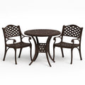 Set da Giardino in Alluminio Marrone con Tavolo Rotondo e 2 Sedie