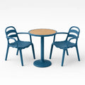 Set Tavolo e Sedie in Plastica Blu con Piano in Legno