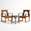 Set di Sedie e Tavolino in Rattan e Legno