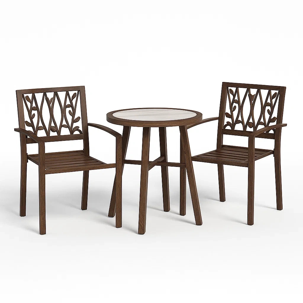 Set da Giardino in Legno con Tavolo Rotondo e Sedie
