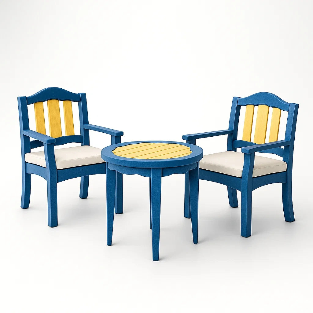 Set da Giardino in Legno di Acacia con Sedie e Tavolino Rotondo